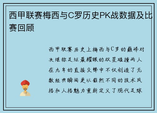 西甲联赛梅西与C罗历史PK战数据及比赛回顾