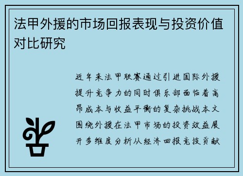 法甲外援的市场回报表现与投资价值对比研究